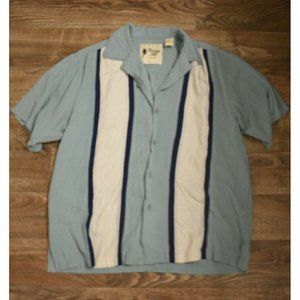 Vintage Silk Circa Blue And White Button Up Shirt 100% Silk Size- Medium